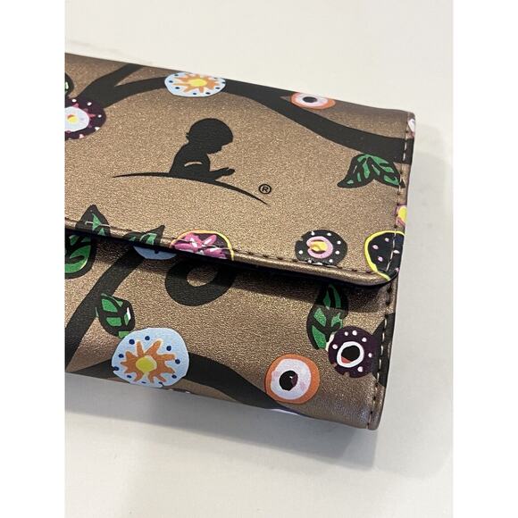 NEW St Jude Rose Metallic Gold Trifold Travel Jewelry Case Pouch Flower Vine - Picture 8 of 9